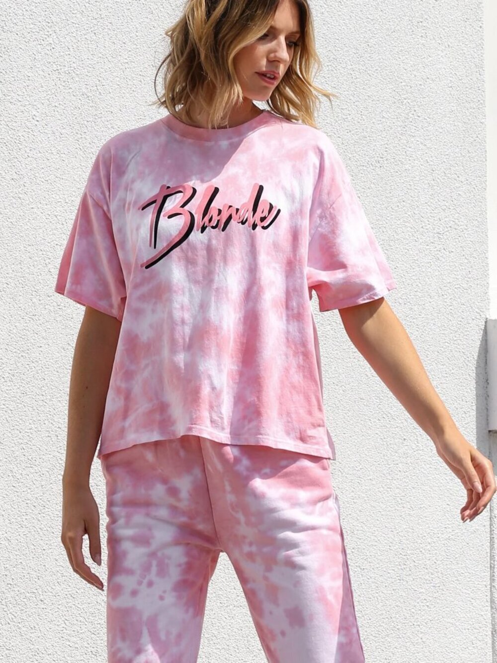 BRUNETTE THE LABEL x JUICY COUTURE Pink Marble Tie Dye T-Shirt, Size S/M